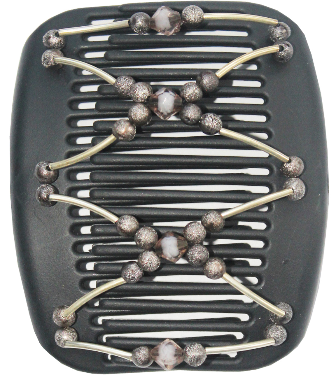 African Butterfly Hair Clips - Black  / gray pearls