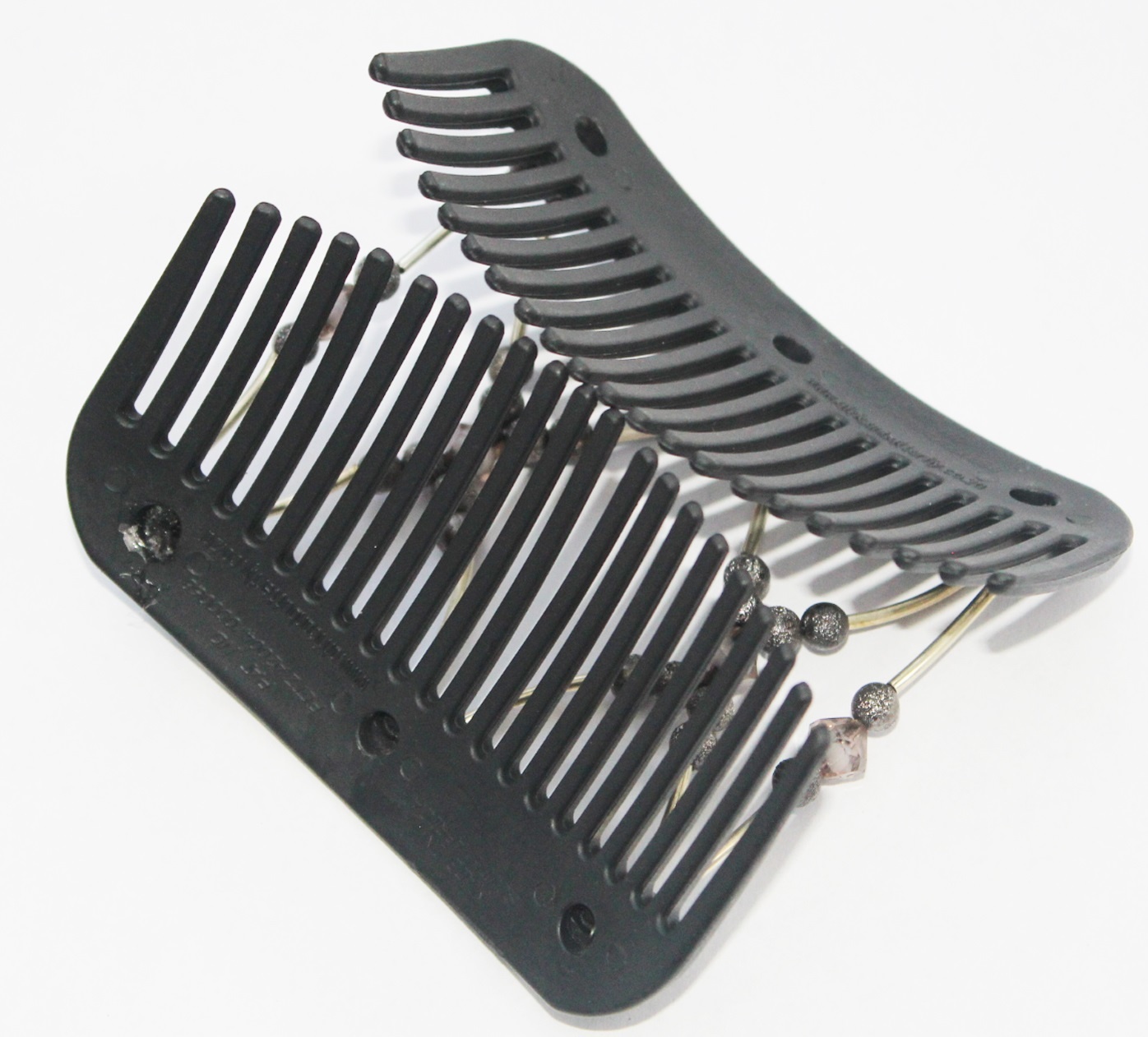 African Butterfly Hair Clips - Black  / gray pearls