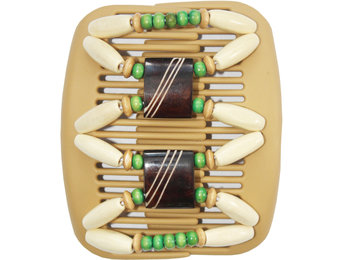 African Butterfly Hair Clips   -  Beige / groen parels