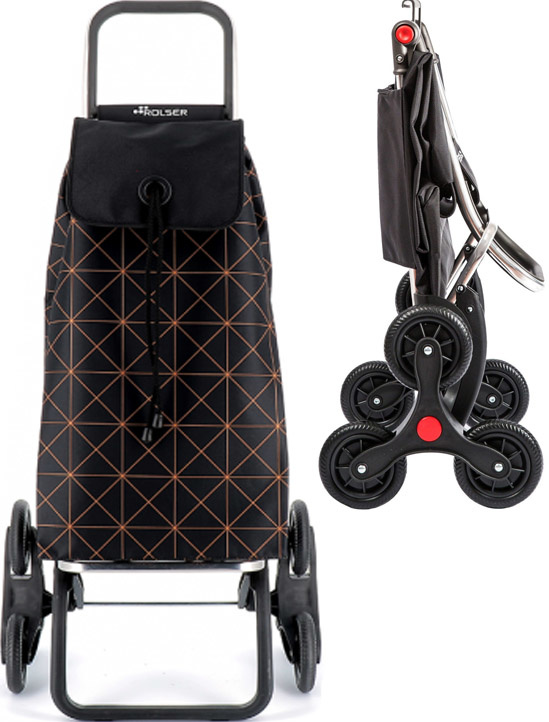 Boodschappentrolley 6 Wielen "Trappenloper"  I-Max Star Logic RD6 - Zwart/Oranje