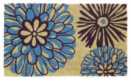 Kokosmat Happy Flowers blue 45x75 cm.