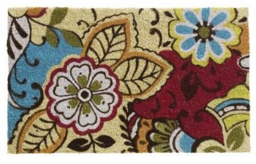 Kokosmat Happy flowers & leaves 45x75 cm.