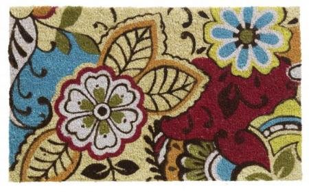 Kokosmat Happy flowers & leaves 45x75 cm.