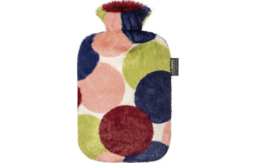 Warmwaterkruik 2 L. zachte fleecehoes in gekleurde bollen