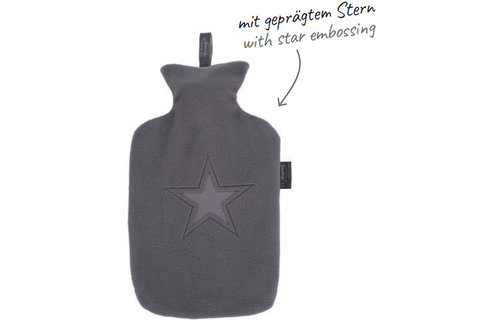 Warmwaterkruik 2 L. met fleece hoes in ster reliëf