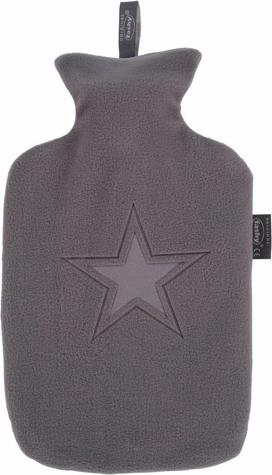 Warmwaterkruik 2 L. met fleece hoes in ster reliëf