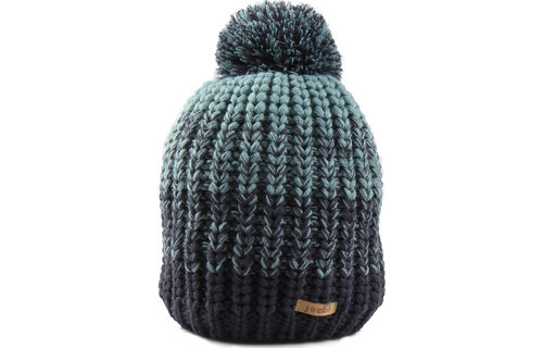 Gebreide kindermuts pompon  Mix mint/grey/navy