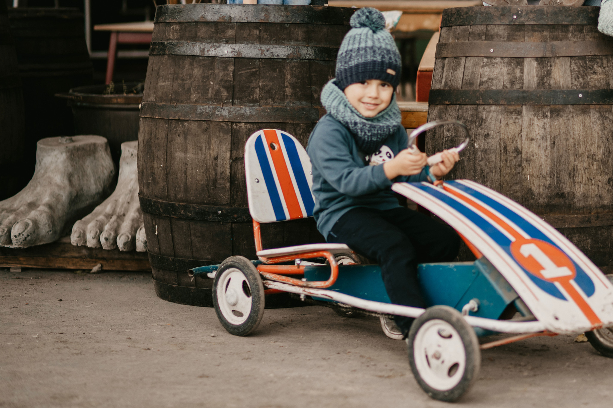 Gebreide kindermuts pompon  Mix mint/grey/navy