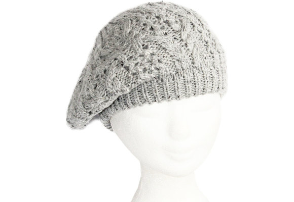 Gebreide Dames Baret Grijs  gespikkeld