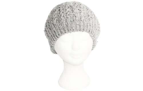 Gebreide Dames Baret Grijs  gespikkeld Gebreide Dames Baret Grijs  gespikkeld