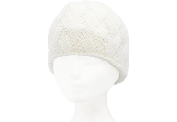 Gebreide Dames Muts met teddy voering - Ecru