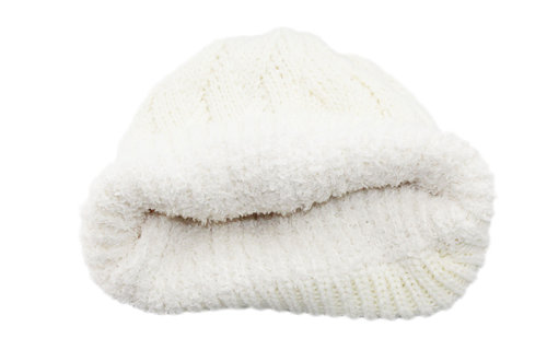 Gebreide Dames Muts met teddy voering - Ecru