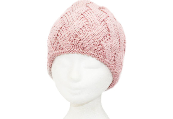 Gebreide Dames Muts met teddy voering - Pink