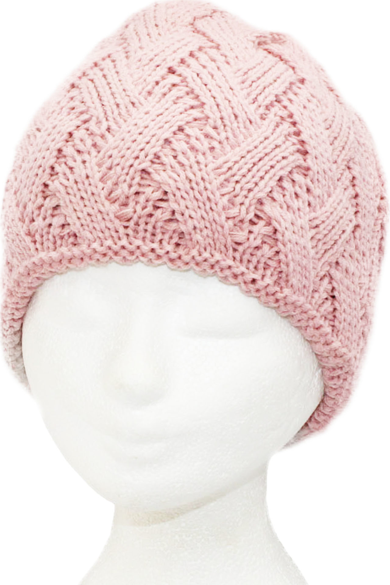 Gebreide Dames Muts met teddy voering - Pink