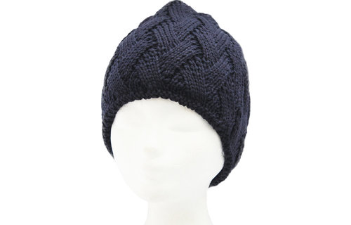 Gebreide Dames Muts met teddy voering - new Navy