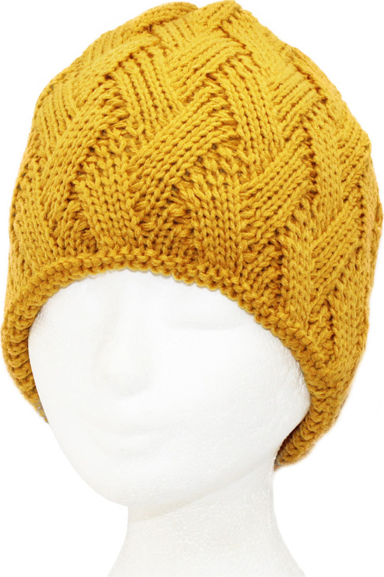 Gebreide Dames Muts met teddy voering - Gold