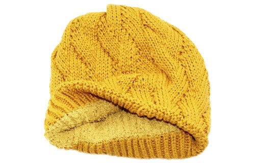 Gebreide Dames Muts met teddy voering - Gold