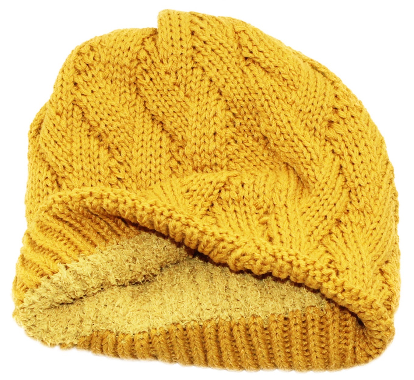 Gebreide Dames Muts met teddy voering - Gold