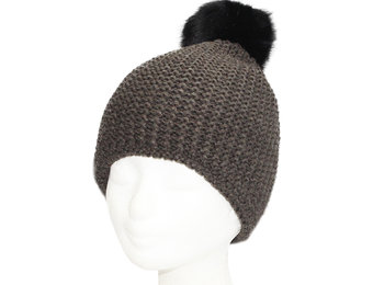 Dames Muts met fur  pompon "lurex"  -   d. Green