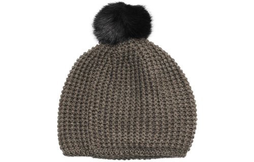 Dames Muts met fur  pompon "lurex"  -   d. Green