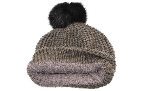 Dames Muts met fur  pompon "lurex"  -   d. Green