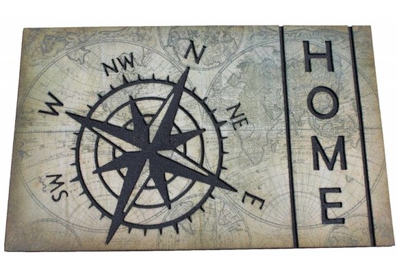 Deurmat rubber Compass Old Map 45x75 cm.