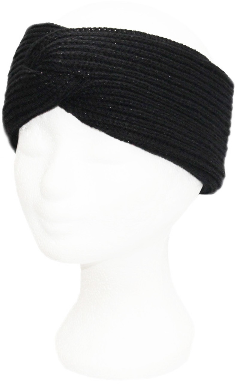 Gebreide Dames Haarband  "Lurex" -  Black
