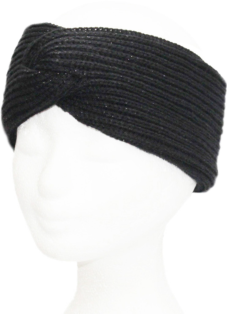Gebreide Dames Haarband  "Lurex" -  Black