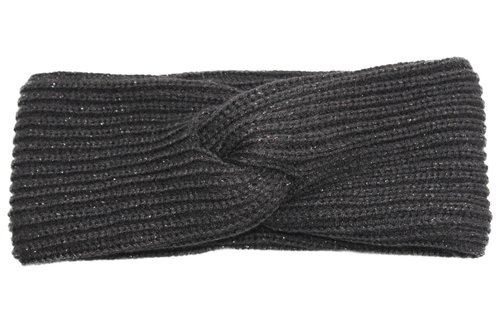 Gebreide Dames Haarband  "Lurex" -  Black