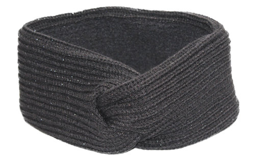 Gebreide Dames Haarband  "Lurex" -  Black