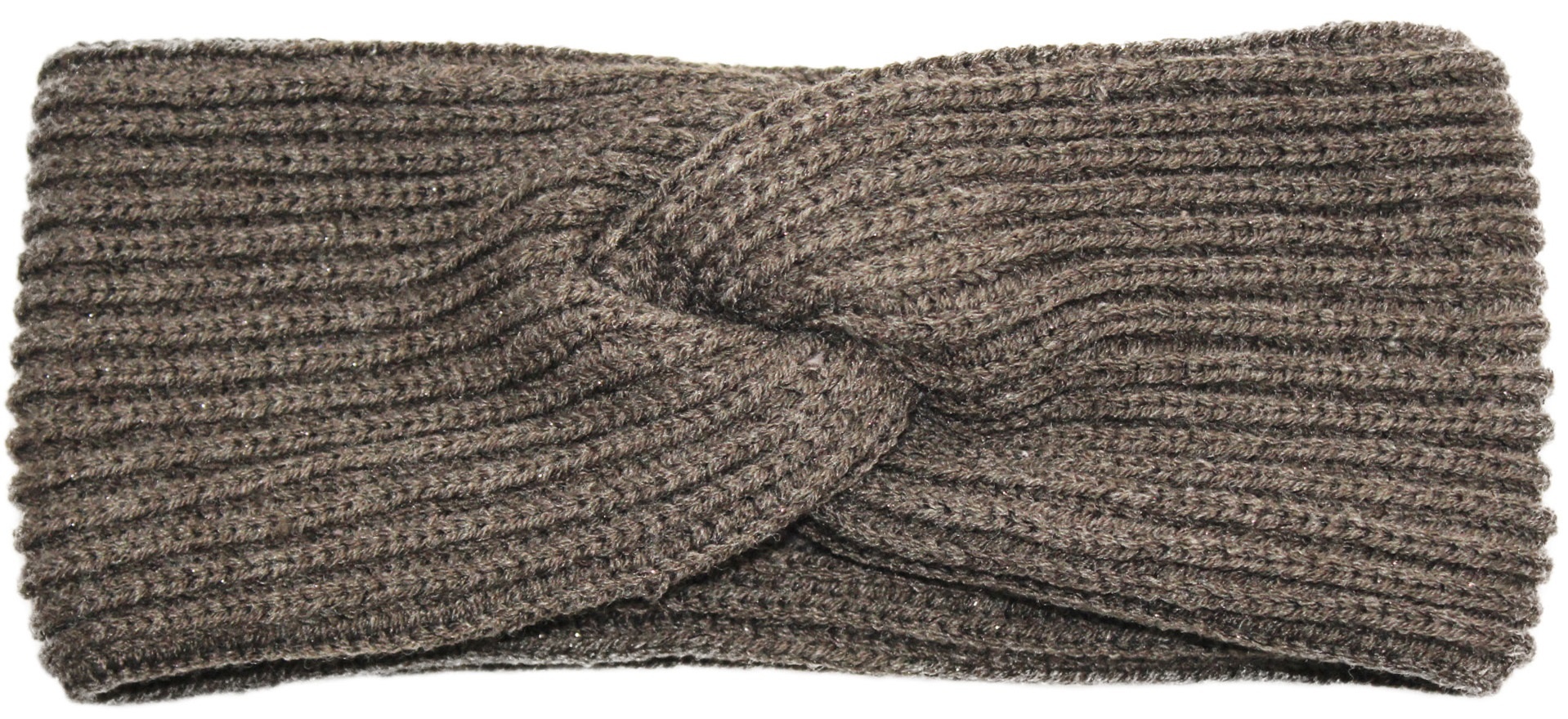 Gebreide Dames Haarband  "Lurex" -   Khaki