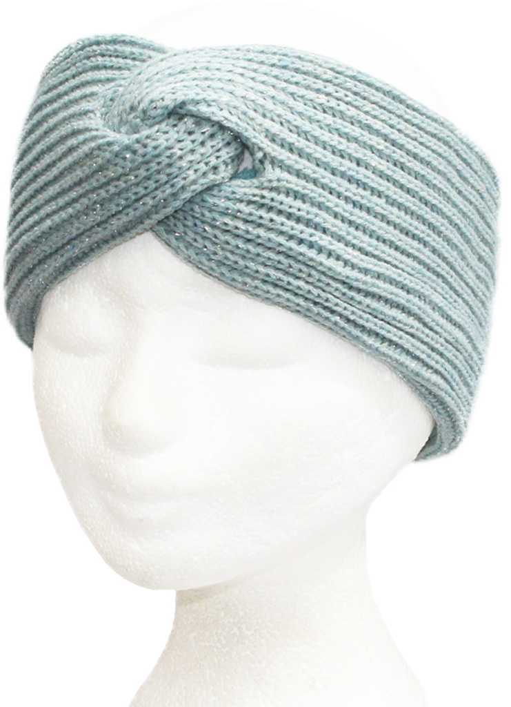 Gebreide Dames Haarband  "Lurex" -   Mint Gebreide Dames Haarband  "Lurex" -   Mint