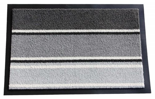 Schoonloopmat Anthracite gestreept 40 X 60 cm. met boord Schoonloopmat Anthracite gestreept 40 X 60 cm. met boord