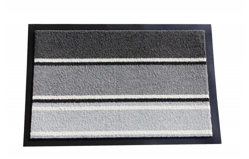 Schoonloopmat Anthracite gestreept 40 X 60 cm. met boord Schoonloopmat Anthracite gestreept 40 X 60 cm. met boord