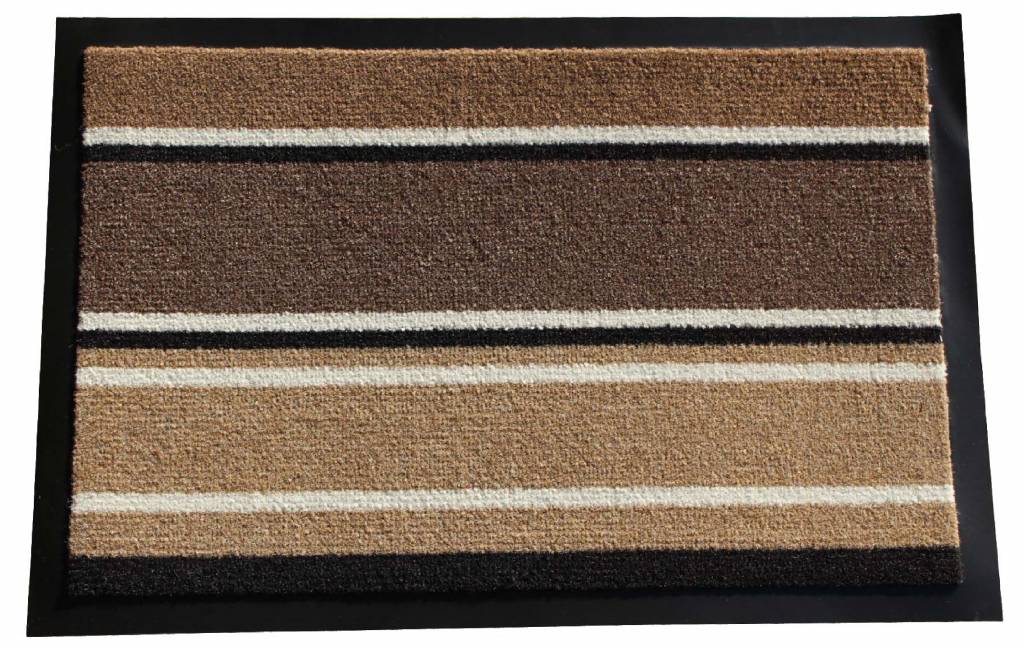 Schoonloopmat Bruin gestreept 40 X 60 cm. met boord