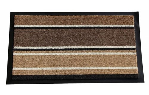Schoonloopmat Bruin gestreept 60 X 80 cm. met boord