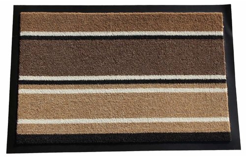 Schoonloopmat Bruin gestreept 60 X 80 cm. met boord