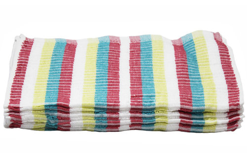 Vaatdoek 100% Katoen gestreept Multicolor 36 x 36 cm. - 5 stuks