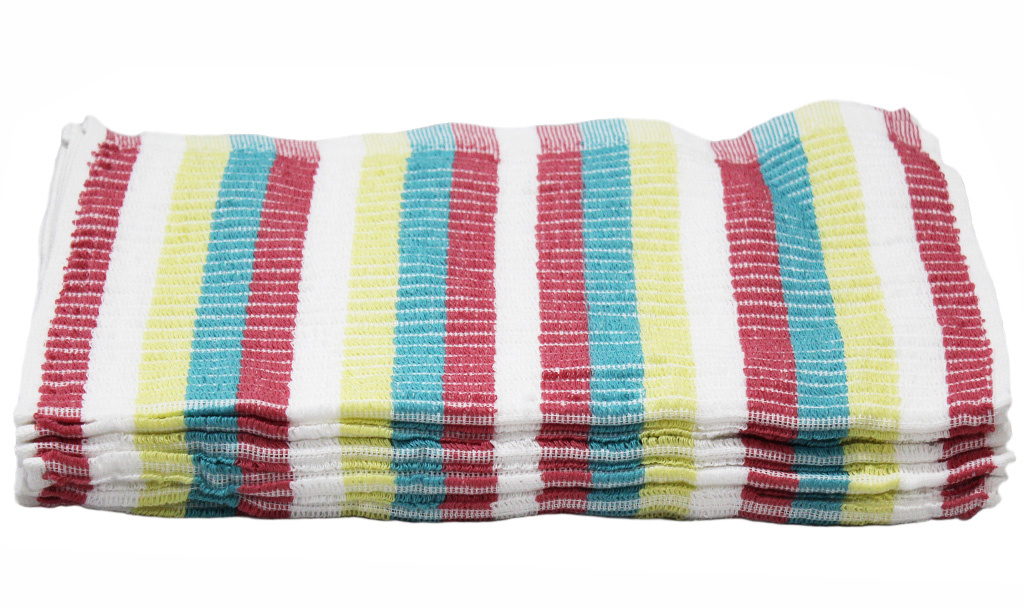 Vaatdoek 100% Katoen gestreept Multicolor 36 x 36 cm. - 5 stuks