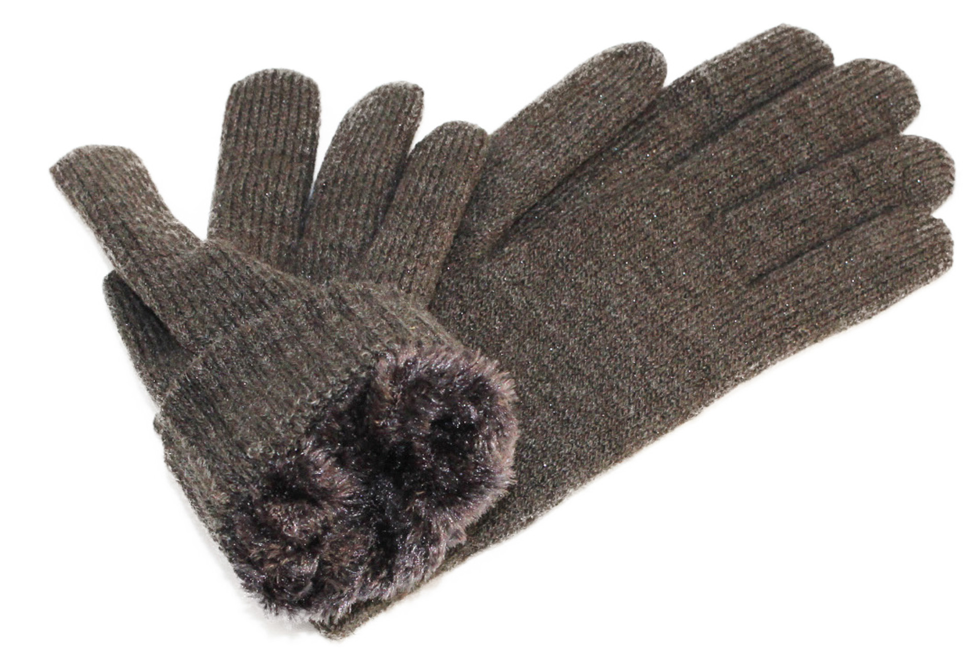 Dames Handschoenen met pels "Lurex"    d. Green Dames Handschoenen met pels "Lurex"    d. Green