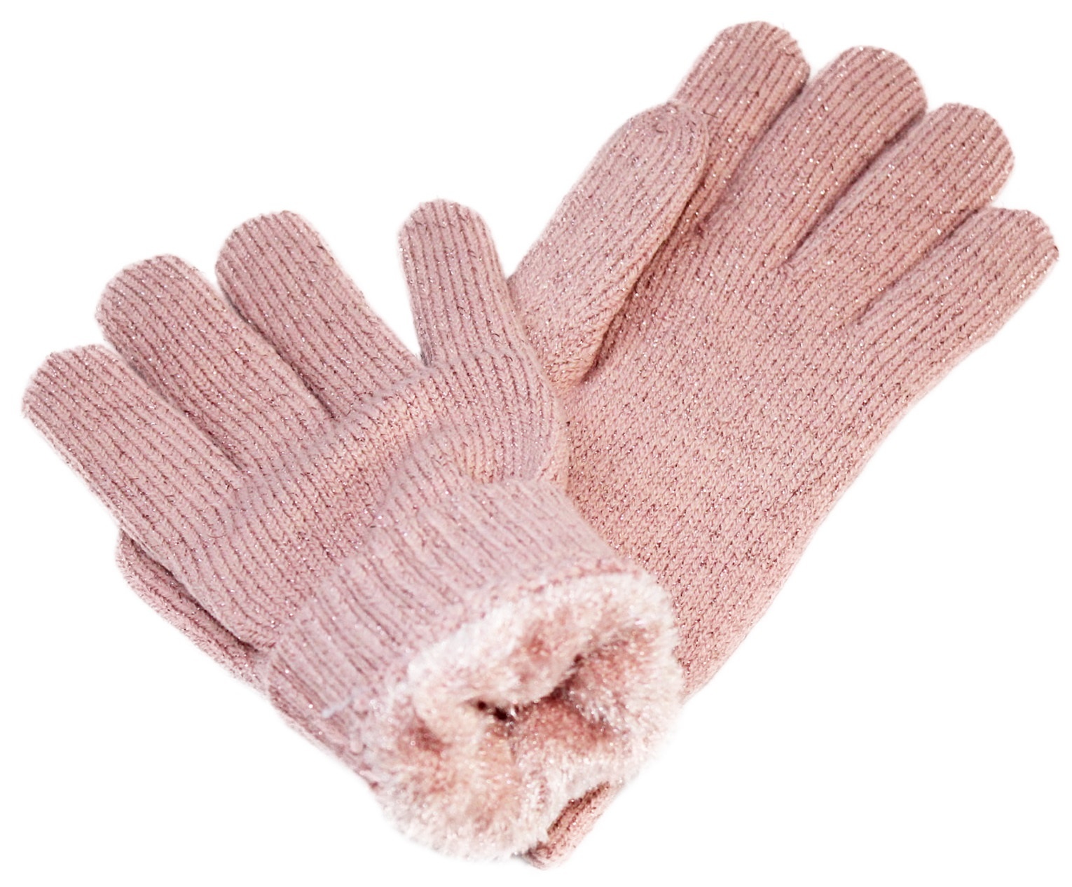 Dames Handschoenen met pels "Lurex"    Pink