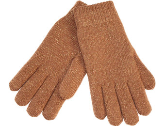 Dames Handschoenen met pels "Lurex"    Cognac