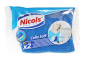 Delicate schuurspons 3-laags - Cello Soft blauw , 2 st.