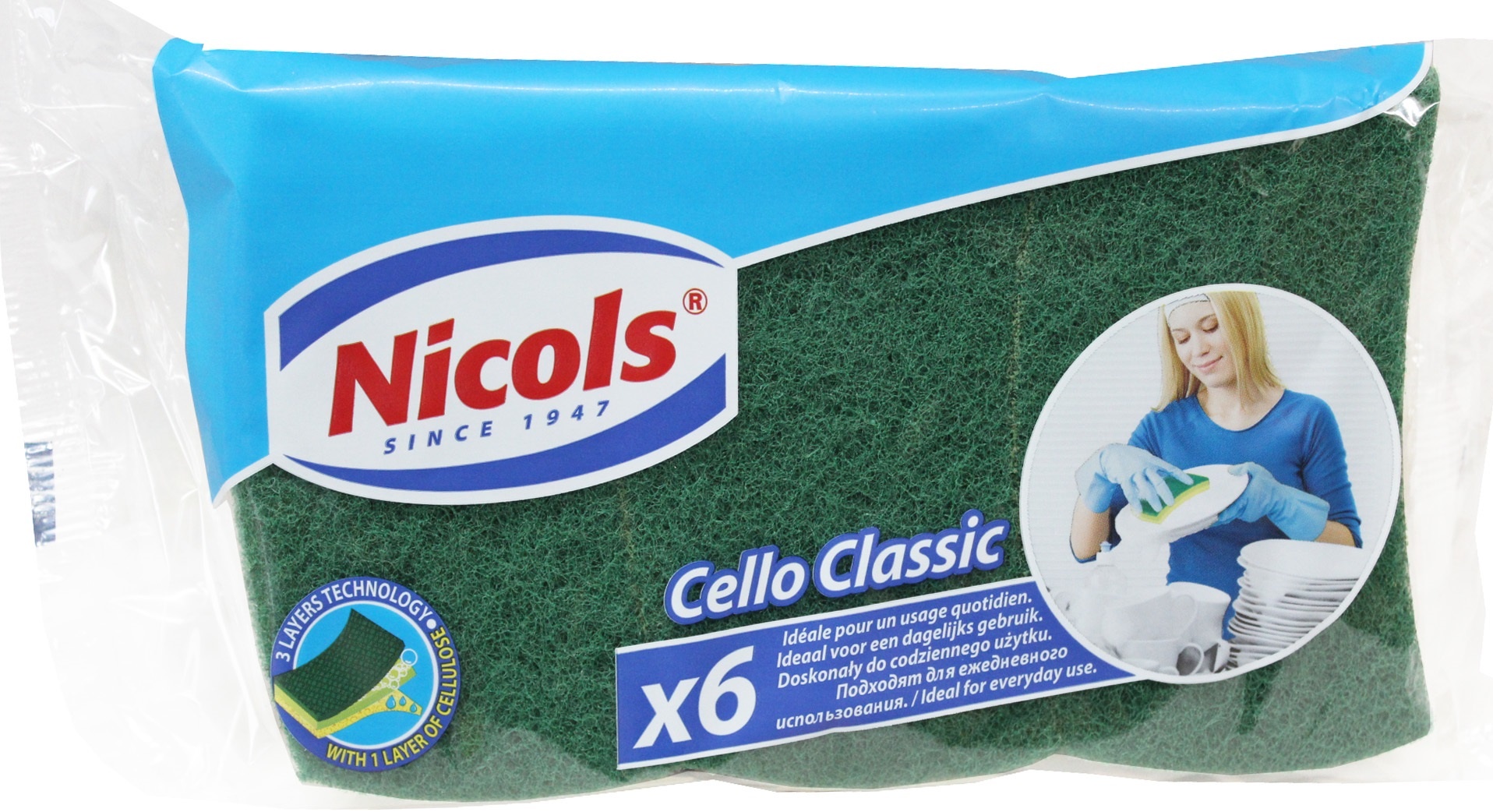 Schuurspons 3-laags - Cello Classic  , 6 st. Schuurspons 3-laags - Cello Classic  , 6 st.