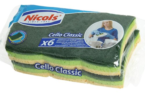Schuurspons 3-laags - Cello Classic  , 6 st. Schuurspons 3-laags - Cello Classic  , 6 st.