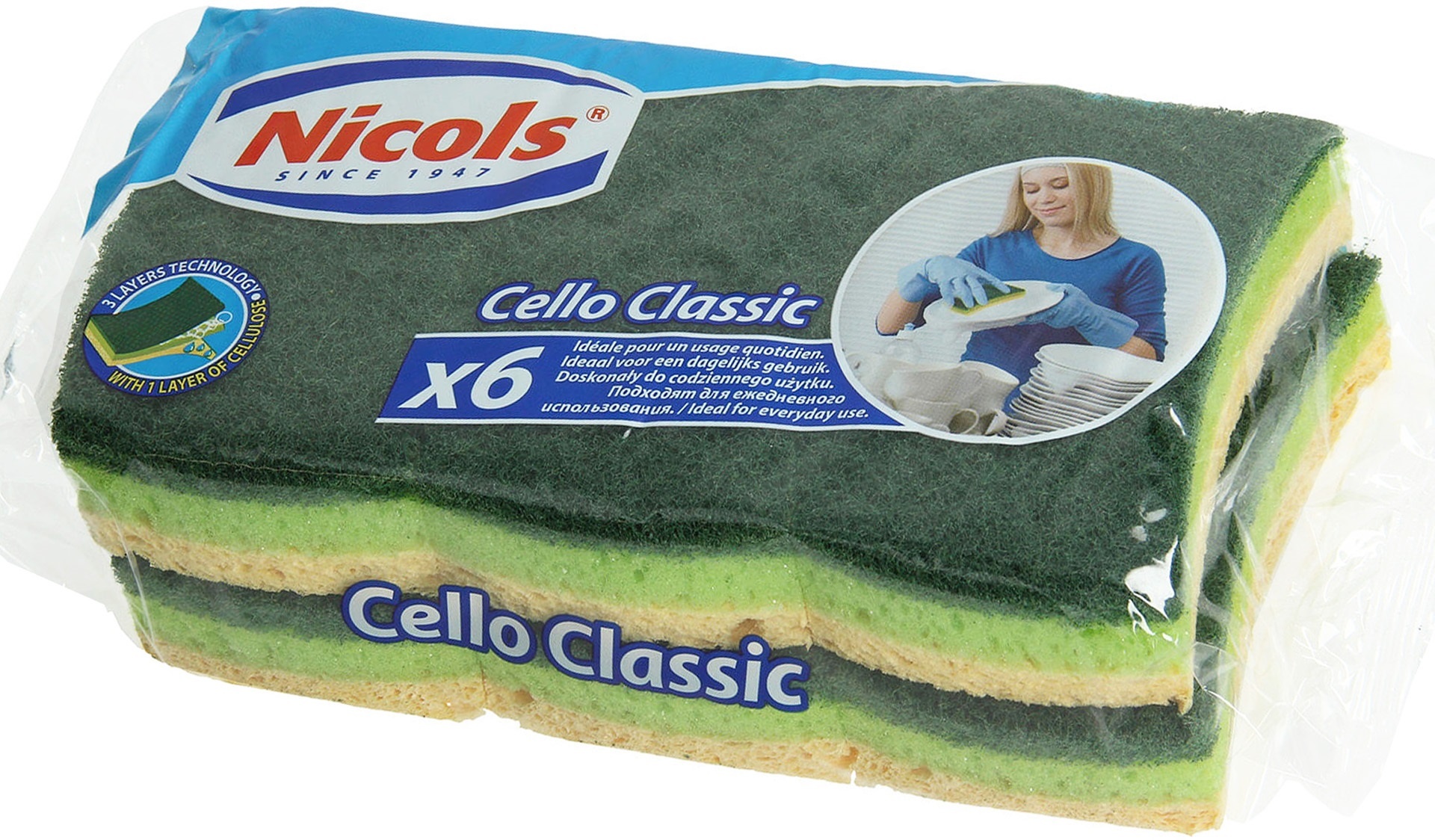 Schuurspons 3-laags - Cello Classic  , 6 st. Schuurspons 3-laags - Cello Classic  , 6 st.