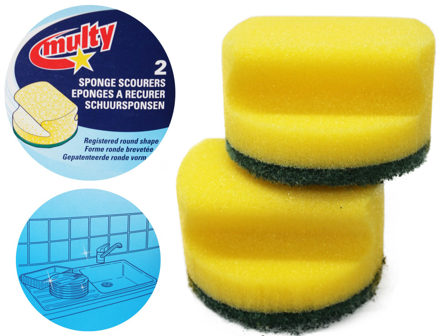 Multy Schuurspons  rond - 2 stuks