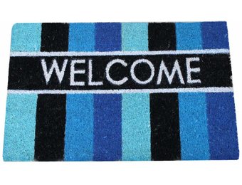 Kokosmat Welcome Stripes Blue 40 x 70 cm.