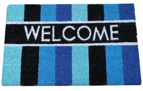 Kokosmat Welcome Stripes Blue 40 x 70 cm.