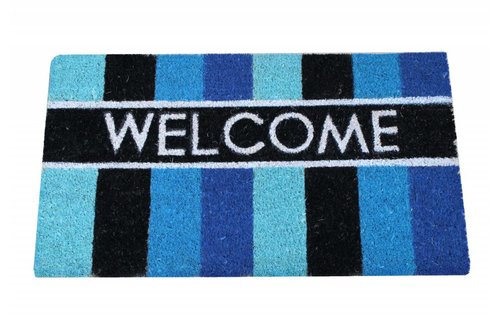 Kokosmat Welcome Stripes Blue 40 x 70 cm.